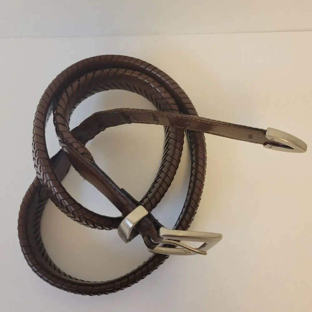 Classic Unisex Belt Genuine Leather Double Braided Brown Color
